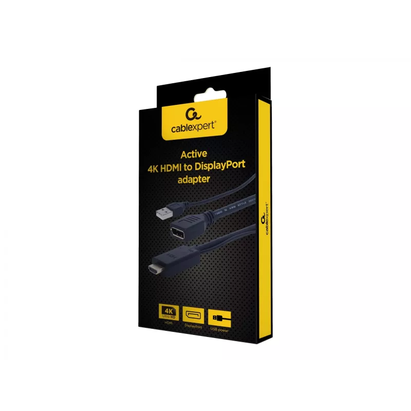 Cablexpert vaizdo adapteris DisplayPort į HDMI su USB maitinimu - 10 cm