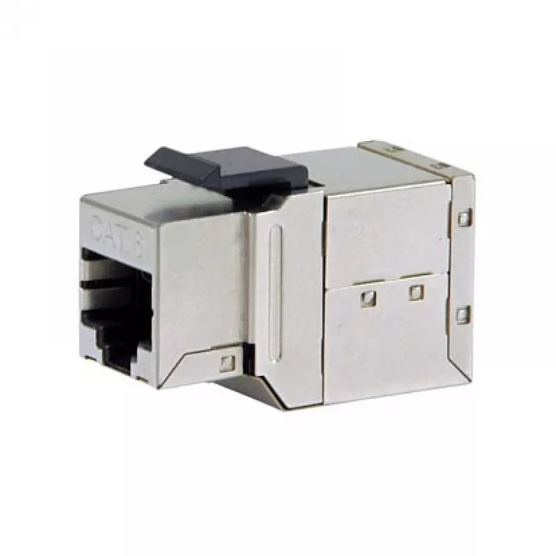 Shielded Cat6 Keystone Inline Coupler 8 vnt. rinkinys, EQUIP — Plokščia konstrukcija, RJ-45, 17×35.5×24.4 mm, sidabrinė