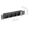 Qoltec aliumininis PDU 10'' RACK | 1U | 16A | 4xFRENCH | 1,8m