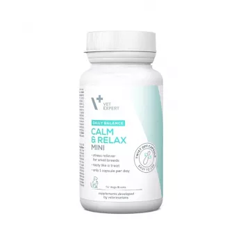 Raminamasis papildas VETEXPERT Calm&Relax Mini 30 kapsulių mažiems šunims ir katėms, 100 g, be cukraus, be glitimo