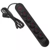 Maitinimo blokas MACLEAN MCE395 B – 5 kištukiniai lizdai, 3×USB, 110–240V AC, 2.1A USB, 2500W, 1,5 m laidas, juodas
