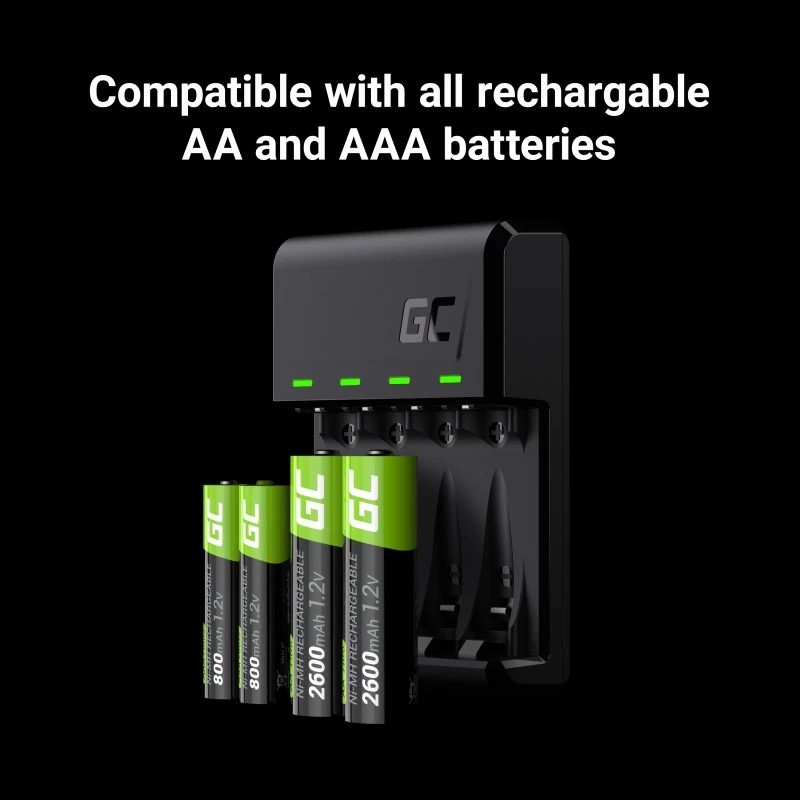 Green Cell GC VitalCharger įkroviklis su 4× AA 2000 mAh NiMH baterijomis