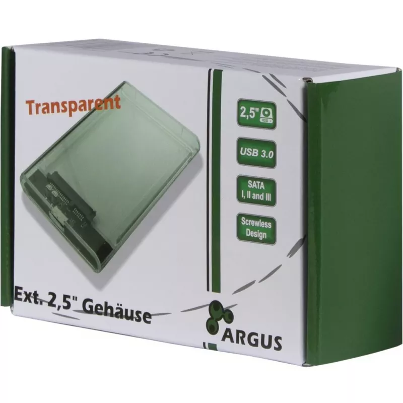 HDD Case Argus GD-25000, USB 3.0, transparent
