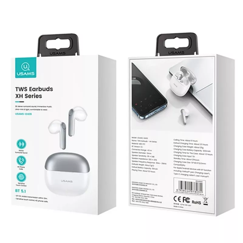Ausinės USAMS TWSXH Series Dual Mic belaidės mėlynos BHUXH03