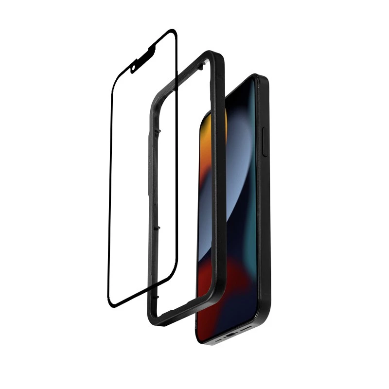 Grūdinto stiklo apsauginis stikliukas Crong iPhone 16e / 14 / 13 / 13 Pro — 3D pilnas padengimas