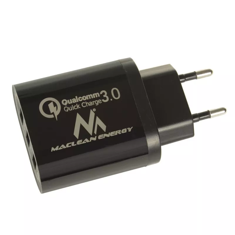 USB sieninis įkroviklis MACLEAN MCE479B — 3x USB prievadai, 18 W, kompaktiškas