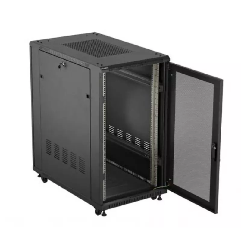 Stovimas serverio spintele LANBERG FF01-6022-23B, 22U, 600×1000 mm, juoda, perforuotos dureles
