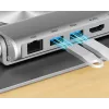 Unitek D1109B01 stovas nešiojamam kompiuteriui – aliumininis reguliuojamas stovas su nuimamu USB‑C HDMI 4K PD 100W, 2x USB‑A, RJ‑45, iki 17 colių