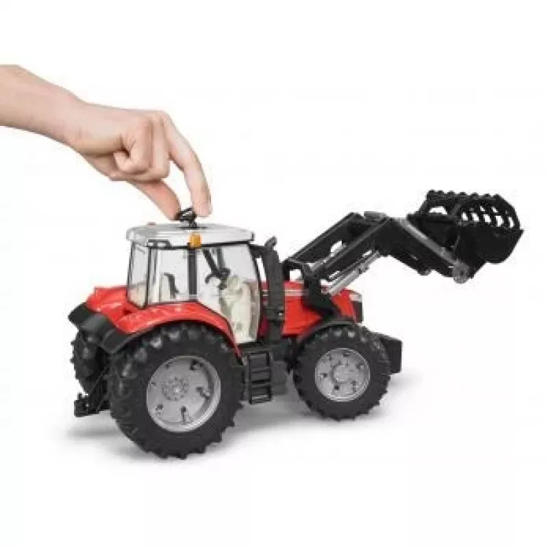 Žaislinis traktorius BRUDER Massey Ferguson 7624 su priekiniu krautuvu, raudonas, nuo 3 m.