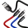 BASEUS Colorfone CAMLT-BSY01 USB laidas 1,2 m USB A 3 x USB C juoda, raudona, mėlyna