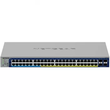 Valdomas gigabitinis PoE jungiklis NETGEAR GS752TXUP — 48× Gigabit RJ-45, 10G palaikymas, 1U stovas, 176 Gbit/s perjungimo talpa