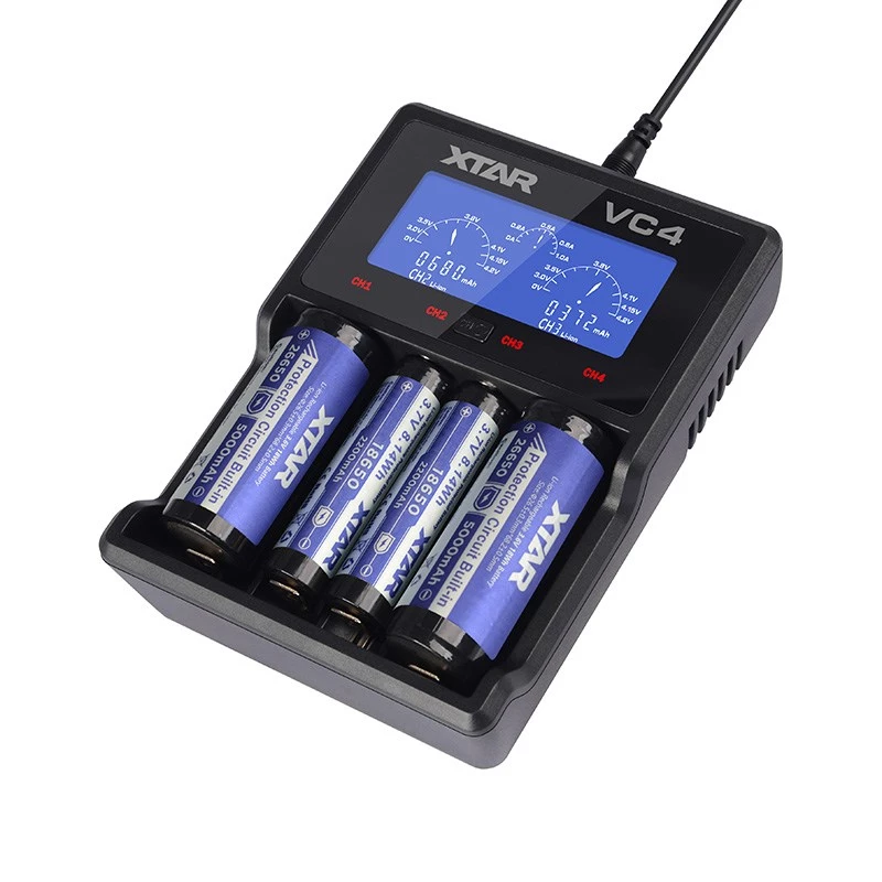 XTAR VC4 Įkroviklis buitinėms baterijoms USB