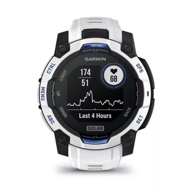 Išmanusis laikrodis GARMIN Instinct 2 45 mm, MIP 0,9 colio (176×176), GPS, Solar, Silikoninis dirželis Mėlyna/Balta