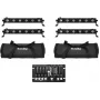 EUROLITE LED Bar rinkinys 4x LED BAR-6 QCL RGBW su 2 minkštais krepšiais ir valdikliu