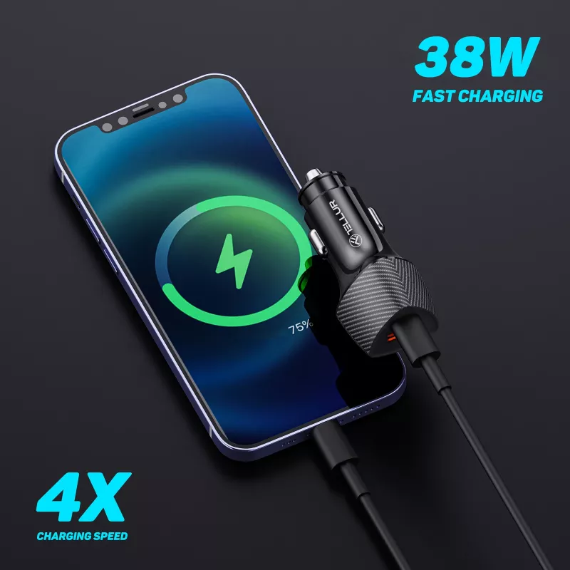 Automobilinis kroviklis Tellur FCC10 38W 6A PD20W QC3.0 – USB-C ir USB-A adapteris automobiliui