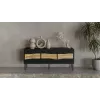 TV spintelė cama meble INSERTO 3D 143.5x40x61.5 cm juoda su LED, medžio drožlių plokštės viršus