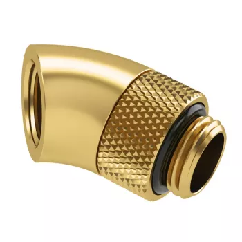Barrow 45° kampinis adapteris G1/4 vyriškas į moterišką, pasukamas, auksinis, modelis TWT45-B01