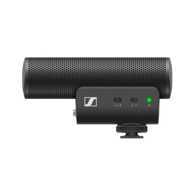 Sennheiser MKE 400 mobilus rinkinys – kondensatorinis superkardioidinis mikrofonas su žemųjų dažnių filtru ir Manfrotto trikoju