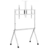 Grindinis TV stovas MACLEAN MC-114 W ekranams nuo 55 iki 100 colių, baltas, VESA iki 900x600, max apkrova 120 kg, aukštis 115–152 cm, lentyna