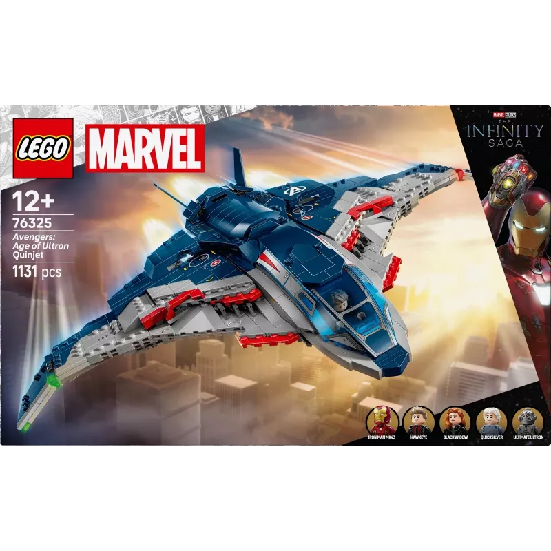LEGO Quinjet konstruktorius 76325 – Marvel, 1131 dalių, 5 minifigūrėlės, nuo 12 metų, 280×450×300 mm