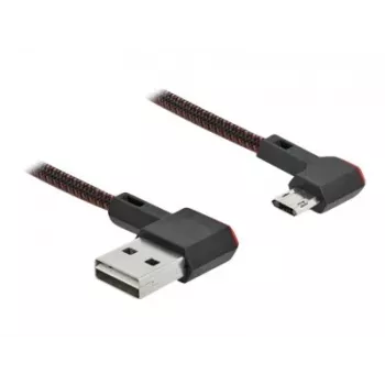 USB laidas DeLOCK EASY-USB 2.0, A tipo (vyriškas) į Micro-B (vyriškas, reversinis), 0,5 m, juodas