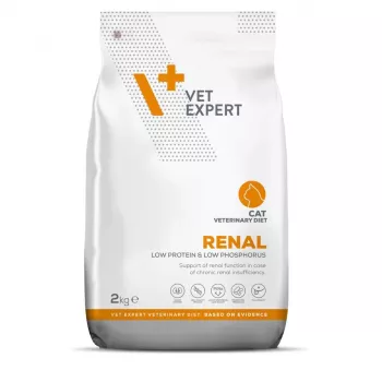 Sausas kačių ėdalas VETEXPERT Renal veterinarinė dieta suaugusioms katėms 2 kg – kiaušinio skonio, baltymai 22%, riebalai 18%