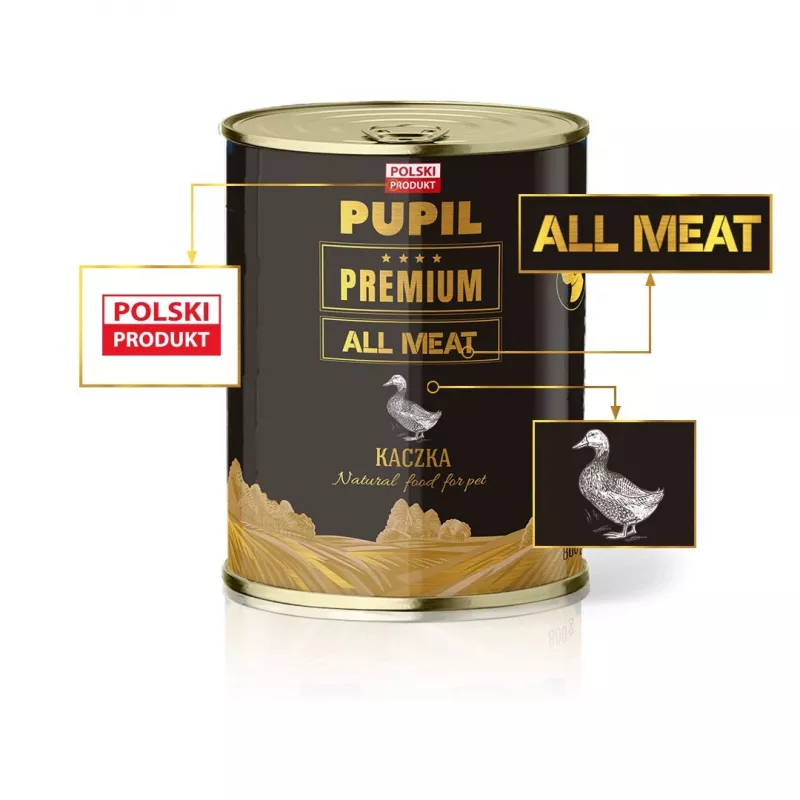 PUPIL Premium All Meat Gold Duck šlapias šunų ėdalas – antis – 800 g