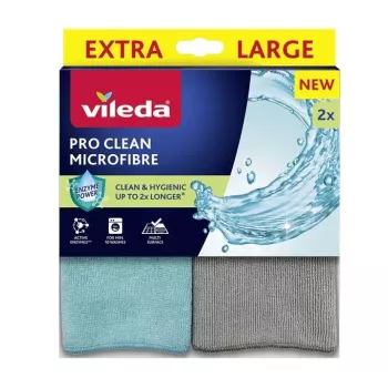 Valymo šluostė VILEDA Pro Clean universali su aktyviais fermentais, pilka, 2 vnt., skalbiama mašinoje