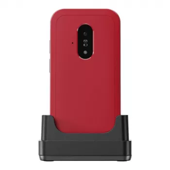 Sulankstomas telefonas Doro Leva E22, 2,8 colio (7,11 cm) ekranas, viena SIM, 0,3 MP kamera, 1150 mAh, 127,8 g, raudonai baltas