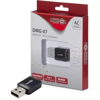 Inter-Tech DMG-07 belaidis USB adapteris Wi-Fi / Bluetooth, Wi-Fi 5 (802.11ac), 650 Mbit/s, juodas (88888146)