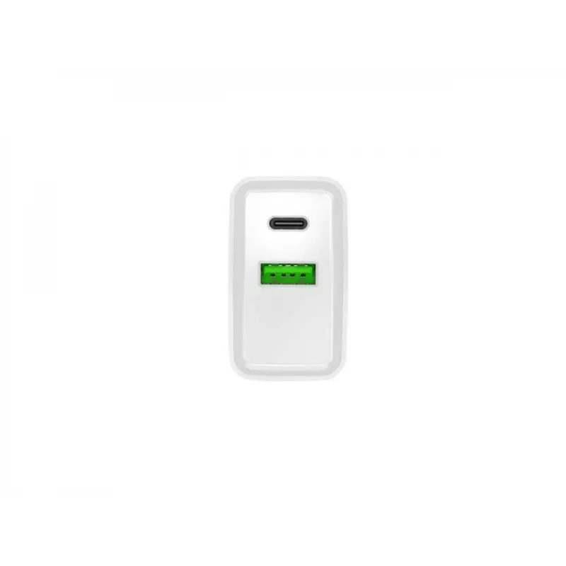 Sieninis greitasis įkroviklis NATEC RIBERA 12V 20W USB-C PD 3.0 + USB-A Samsung AFC Baltas