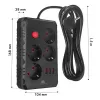 Ilgintuvas MACLEAN MCE392 B – 4 kištukiniai lizdai, 3×USB, 110–240V, 2,1A, 2500W, 1,5 m laidas, juodas