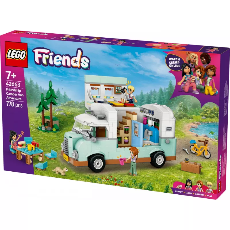 LEGO Friends kemperis 42663 – LEGO Motor Home statybinis rinkinys, 778 dalių, 3 minilėlės, nuo 7 metų
