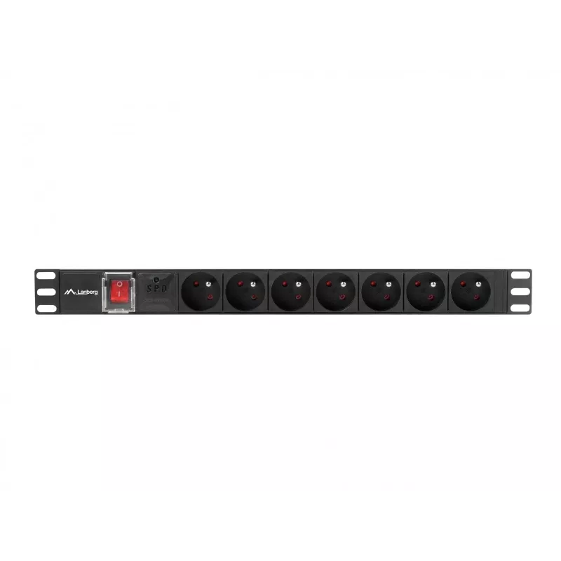 LANBERG PDU-07E-0200-IEC-BK PDU 1U 10A 7 lizdų prancūziškas 2m Juoda
