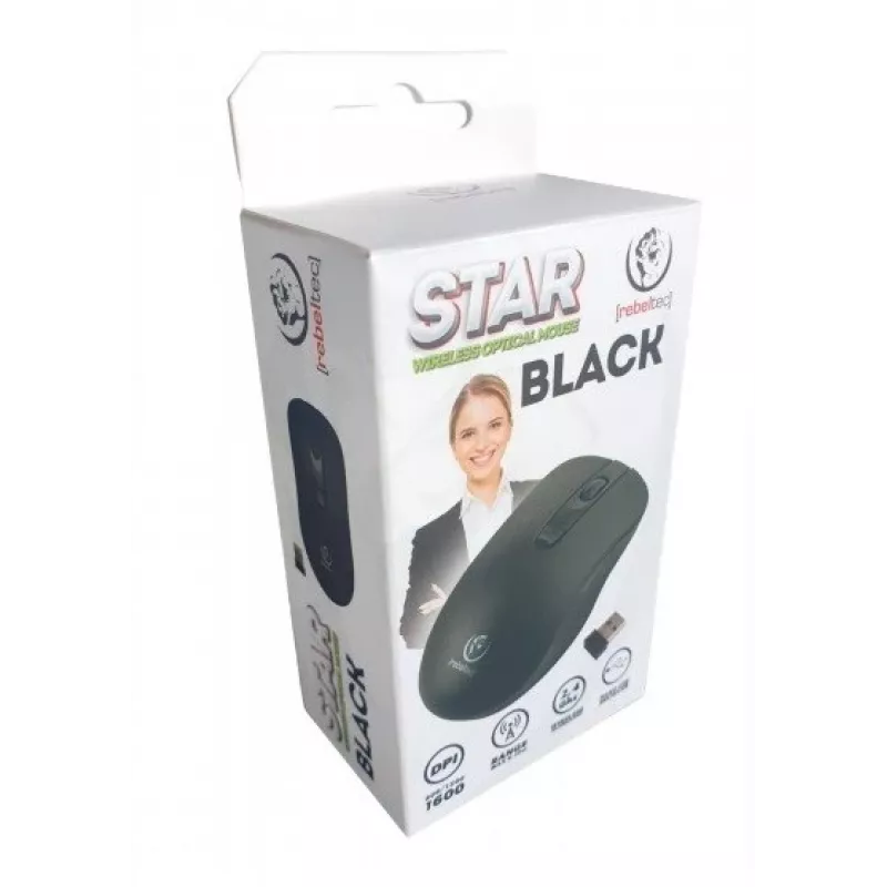 Belaidė optinė pelė Rebeltec STAR juoda RBLMYS00055