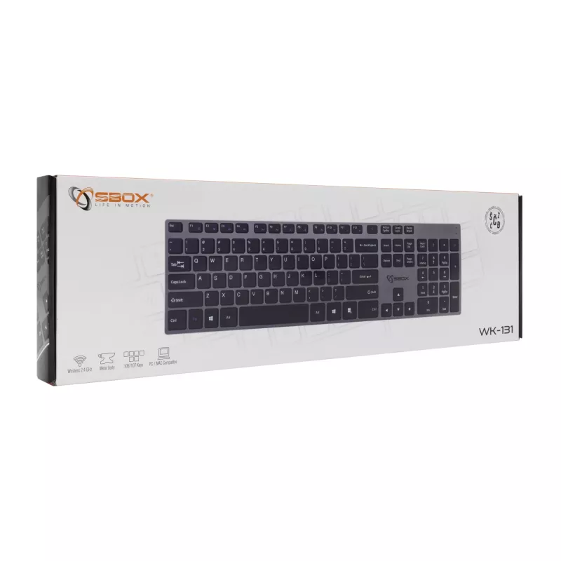 Belaidė klaviatūra SBOX WK-131 US, kompaktiškas metalinis dizainas, JAV išdėstymas