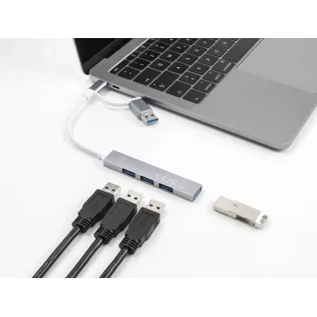 Delock 64214 USB šakotuvas 4x USB-A, sidabrinis