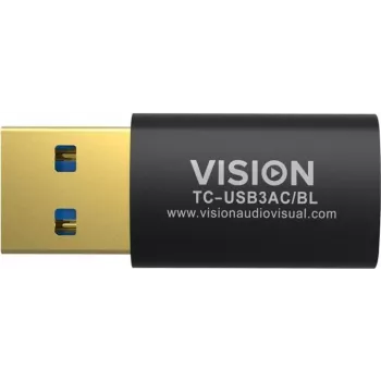 Vision Professional USB adapteris – USB A (kištukas) į USB-C (lizdas) – USB 3.0 – juodas (TC-USB3AC/BL)