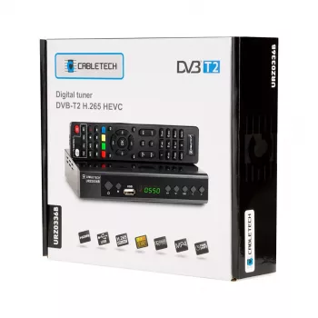 Skaitmeninis TV imtuvas Cabletech URZ0336C DVB-T/T2 H.265 antžeminis tuneris, 470–862 MHz, 1 tuneris, HDMI, USB, SCART