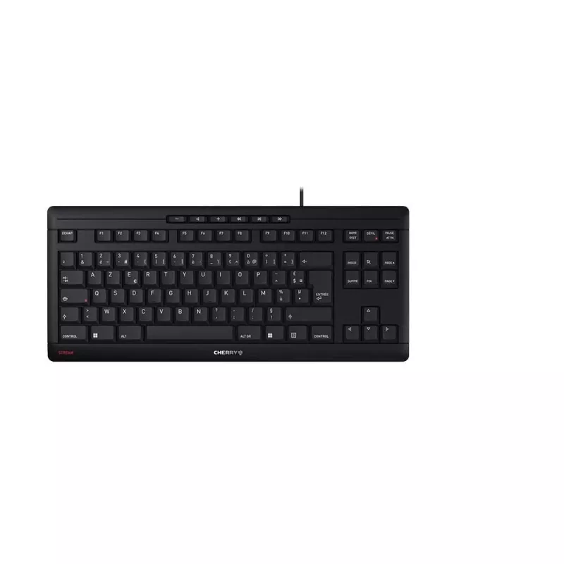Klaviatūra CHERRY STREAM TKL USB AZERTY prancūziška juoda laidinė 94 klavišai