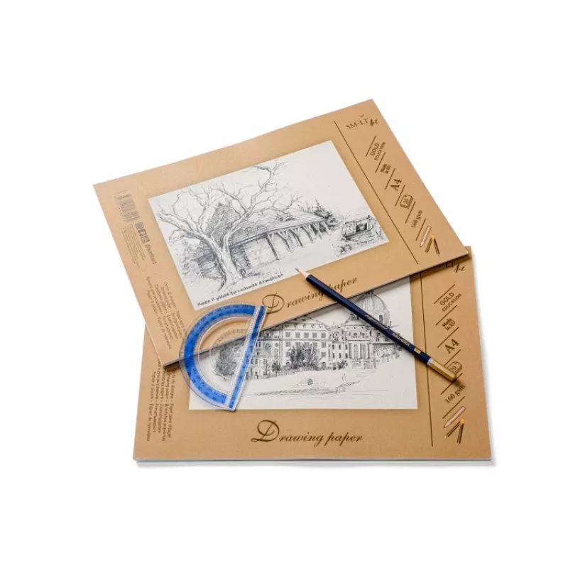 Popierius piešimui ir eskizams SMLT A4, 160 g/m², 20 lapų, klijuotas
