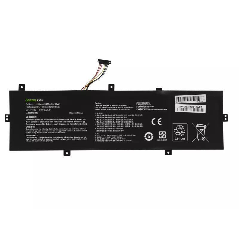 Baterija Green Cell AS163, skirta ASUS ZenBook UX430 serijai