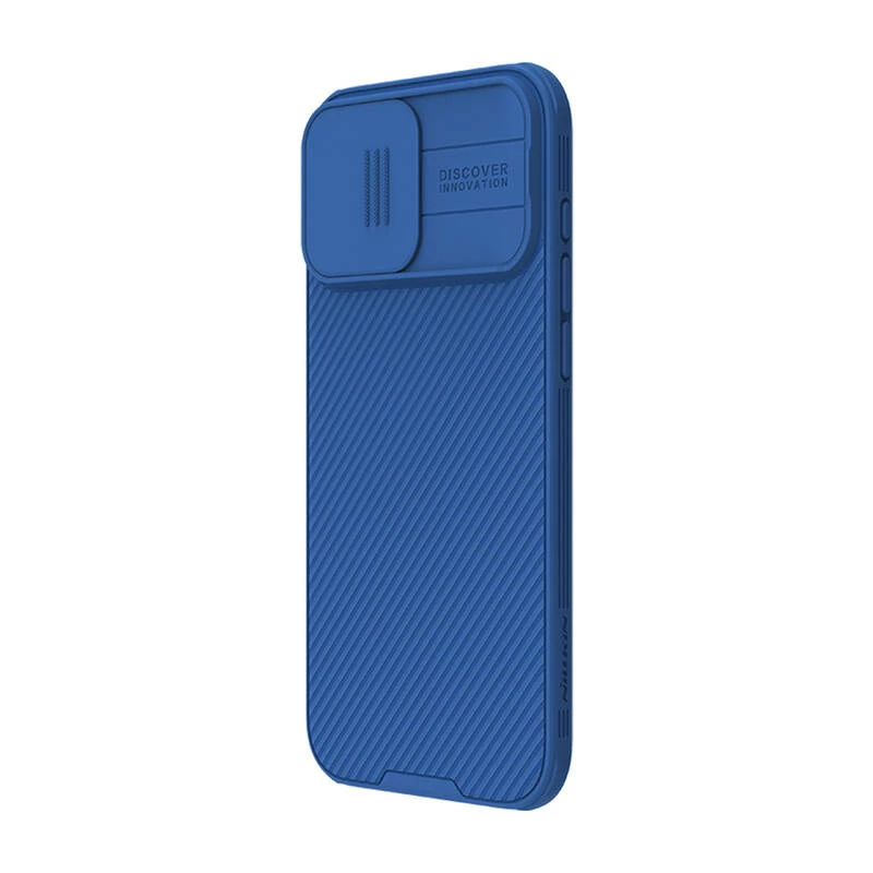Apsauginis dėklas Nillkin CamShield Pro, skirtas iPhone 16 Pro Max, mėlynas, su slankiojančiu fotoaparato dangteliu