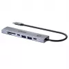 USB-C centrinis įrenginys Unitek H1124AGY01 su 100W PD, HDMI 2.0, 2x USB‑A, 2x USB‑C, SD/microSD skaitytuvu – aliuminis