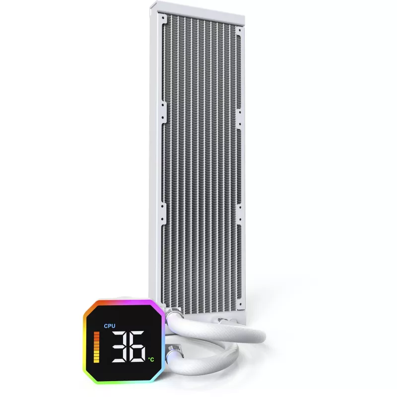 CPU aušintuvas MONtech HyperFlow Digital 360 (W) – 360 mm skysčio aušinimo sistema, balta