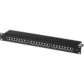 Patch panel Helos 146868 – montuojamas į stovą, RJ-45, 24 prievadai