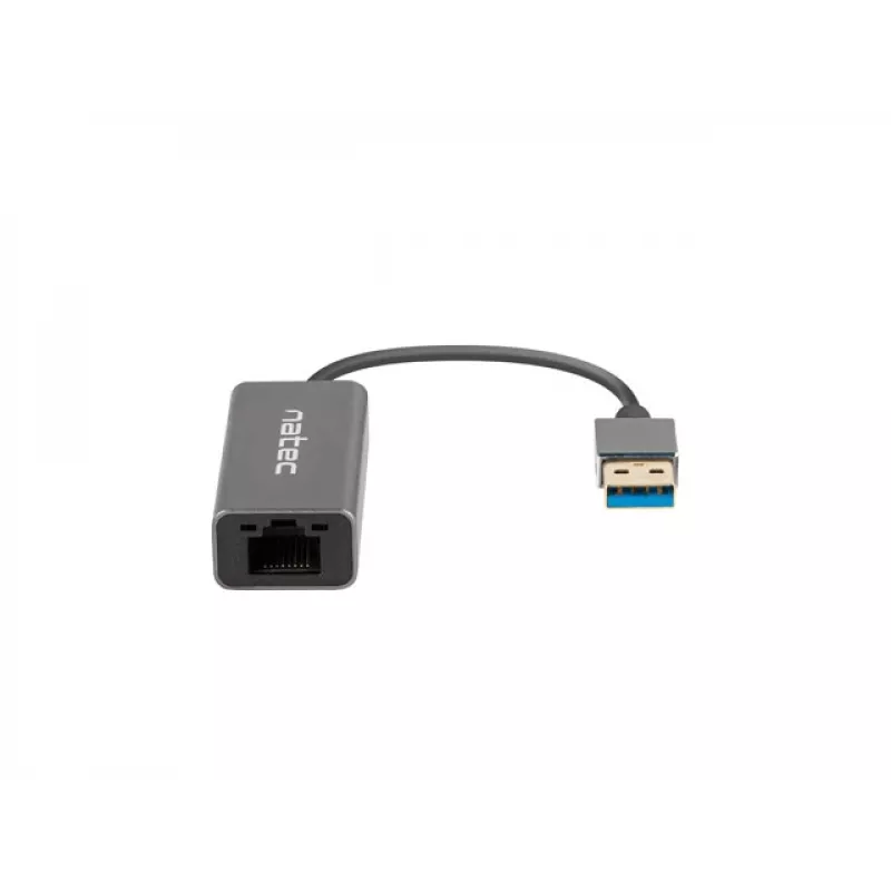 USB centras NATEC Cricket USB 3.2 Gen 1 Type-A su RJ-45 Ethernet 1000 Mbit/s, aliuminio korpusas, juoda
