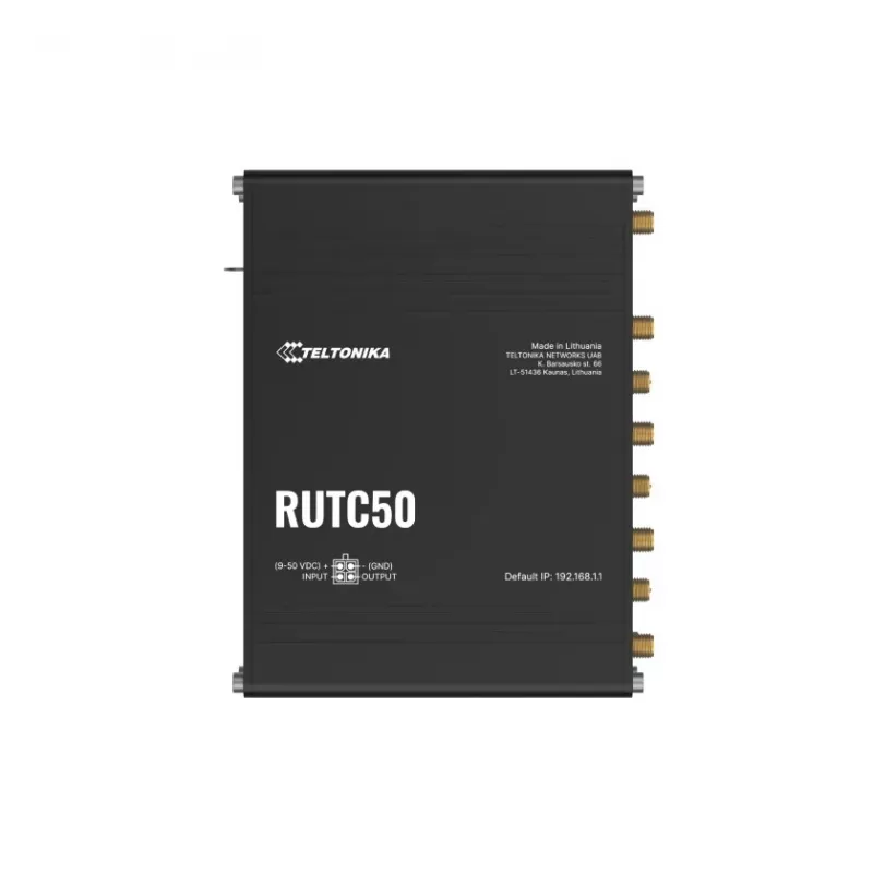 Teltonika RUTC50 belaidis maršrutizatorius Gigabit Ethernet dviejų juostų (2,4 GHz / 5 GHz) 5G juodas