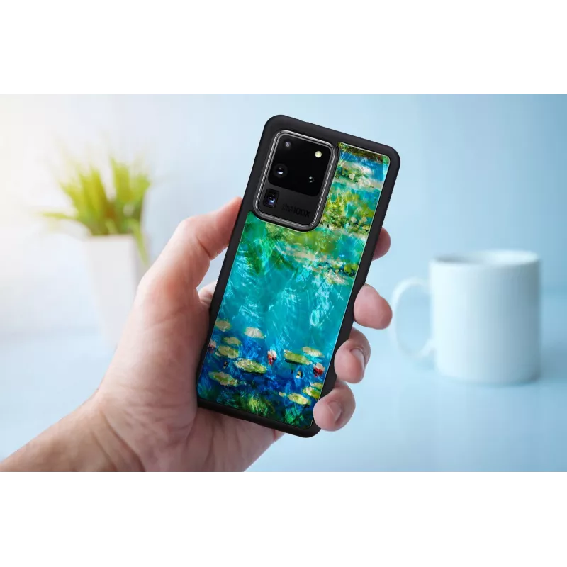 Apsauginis dėklas iKins Samsung Galaxy S20 Ultra — juodas vandens lelijų raštas