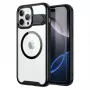 GUAN apsauginis dėklas Apple iPhone 16 Plus su 10H grūdintu stiklu ir atrama, permatoma nugara su juodu rėmeliu